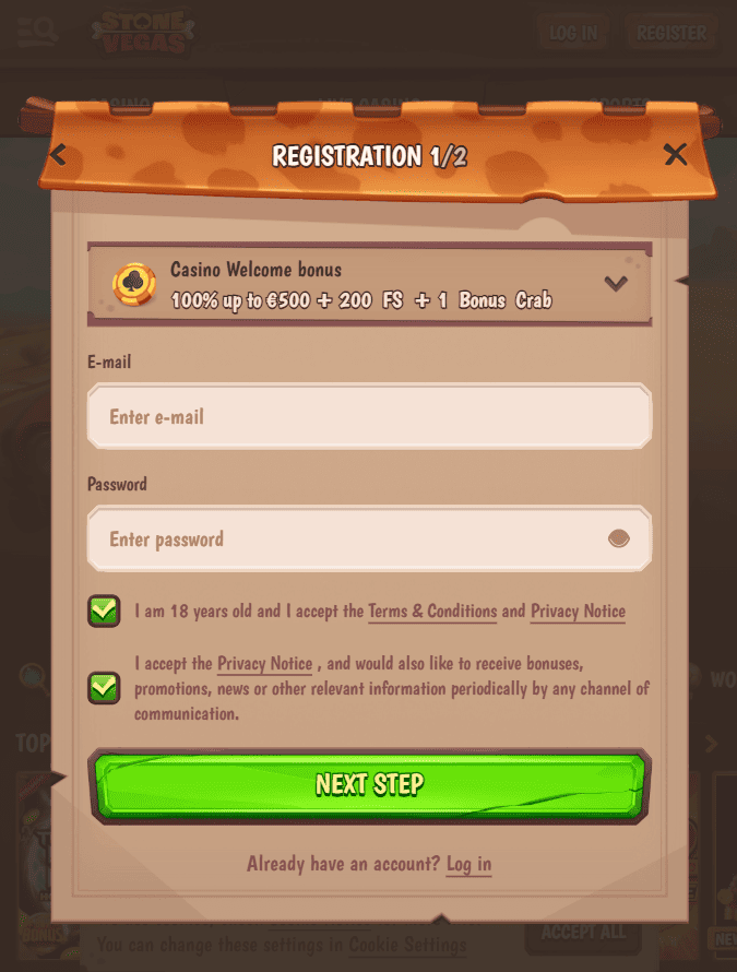 Registrácia a overenie účtu Stone Vegas