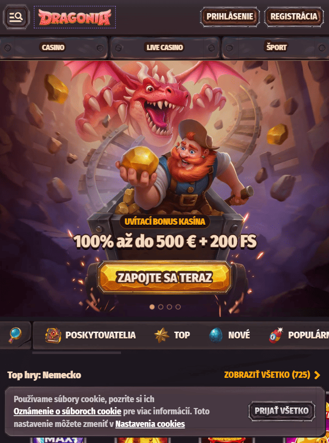 Uvítacie bonusy a akcie Dragonia